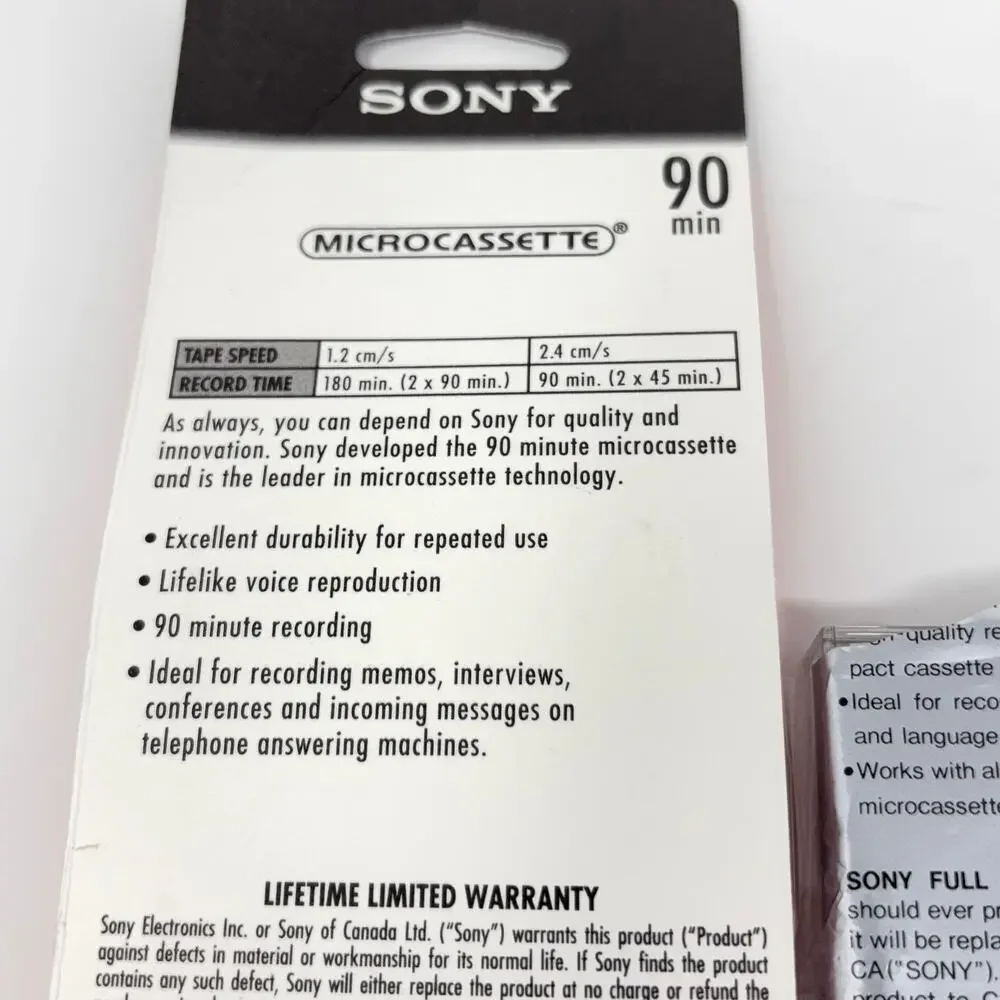 Sony Microcassette Lot MC-90 4-Pack (3 only) & MC-60 3-Pack New Vintage